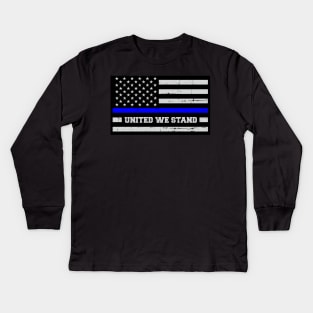 Thin Blue Line United We Stand Kids Long Sleeve T-Shirt